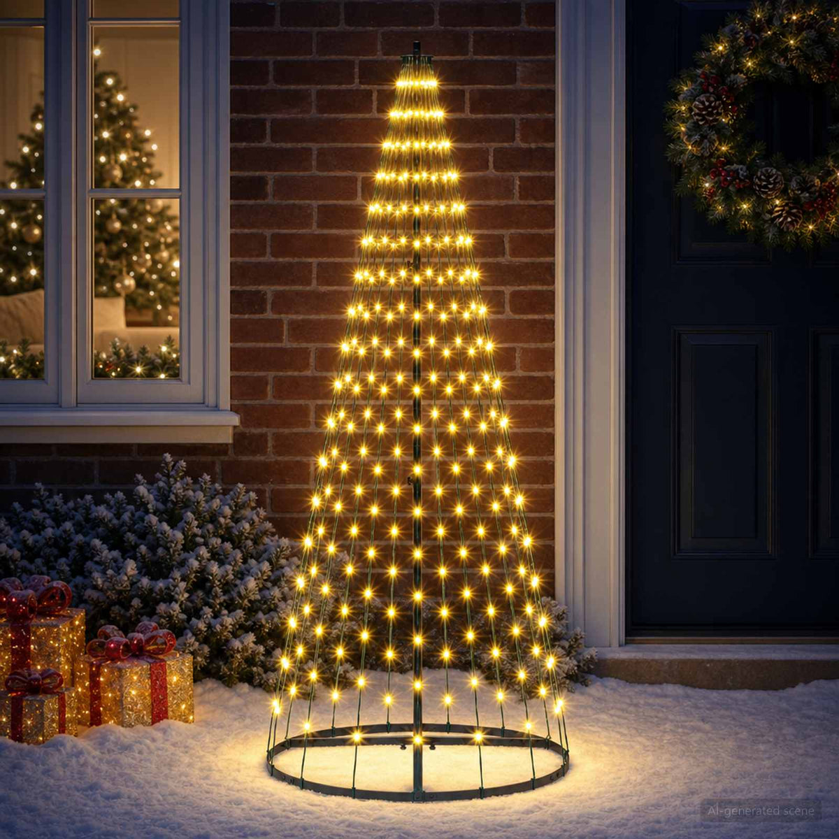 LED Christmas Tree EKENAS 270 LEDs Warm White Steel 165 cm