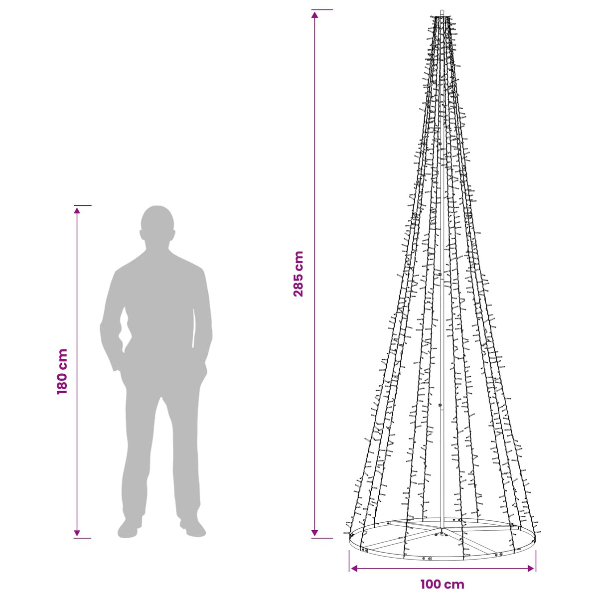 LED Christmas Tree EKENAS 540 LEDs Warm White Steel 285 cm