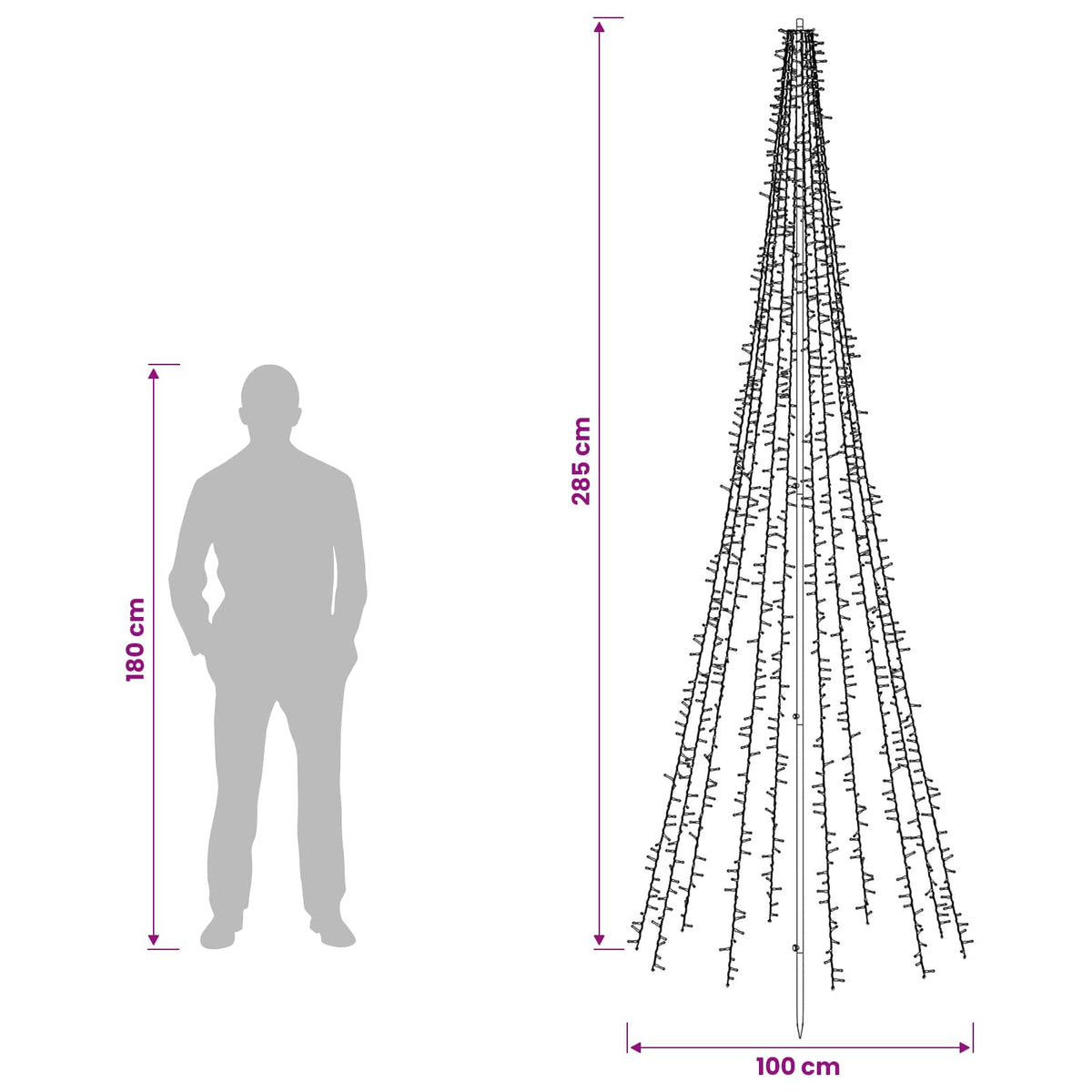 LED Christmas Tree EKENAS 540 LEDs Warm White Steel 285 cm