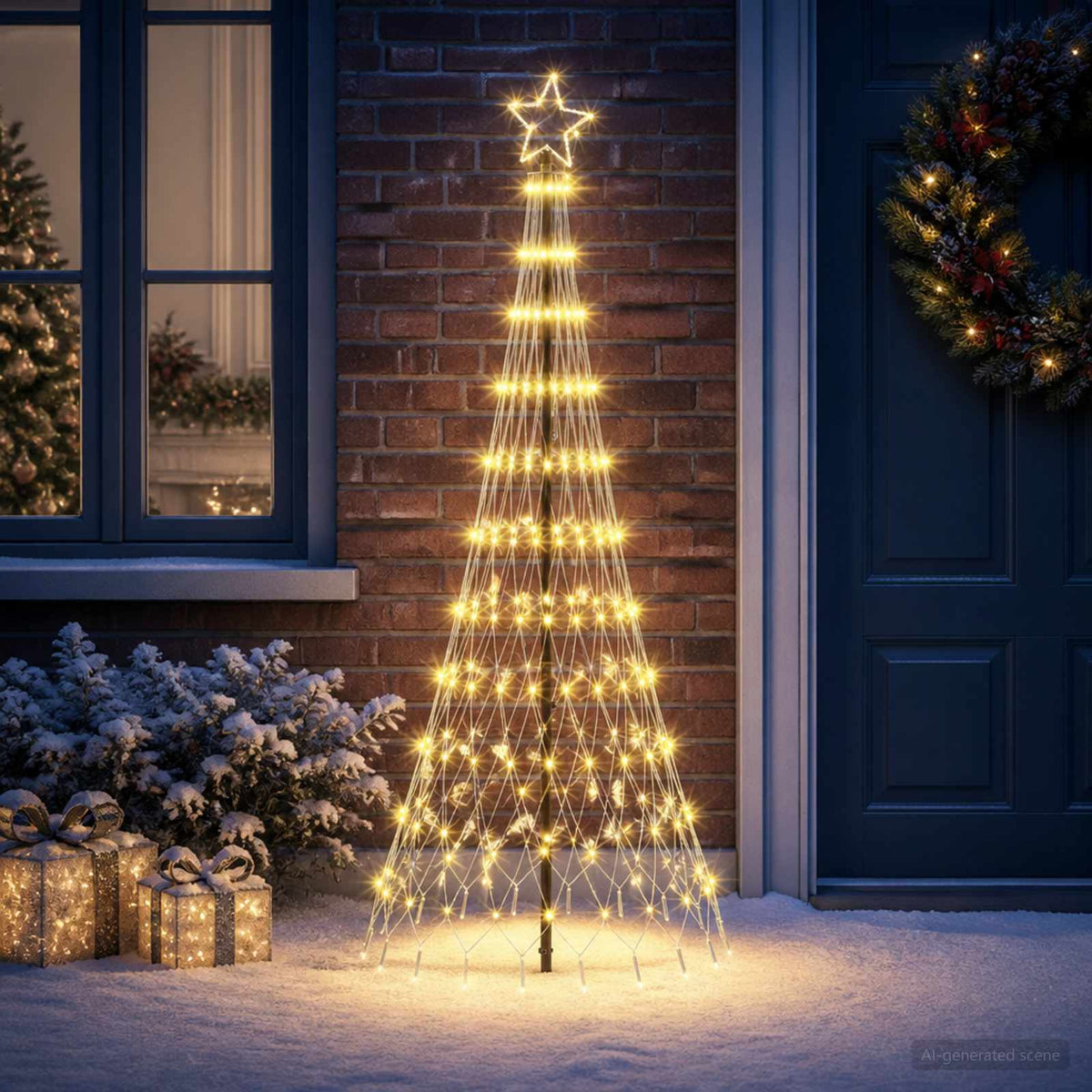 LED Christmas Tree EKENAS 230 LEDs Steel Warm white 180 cm