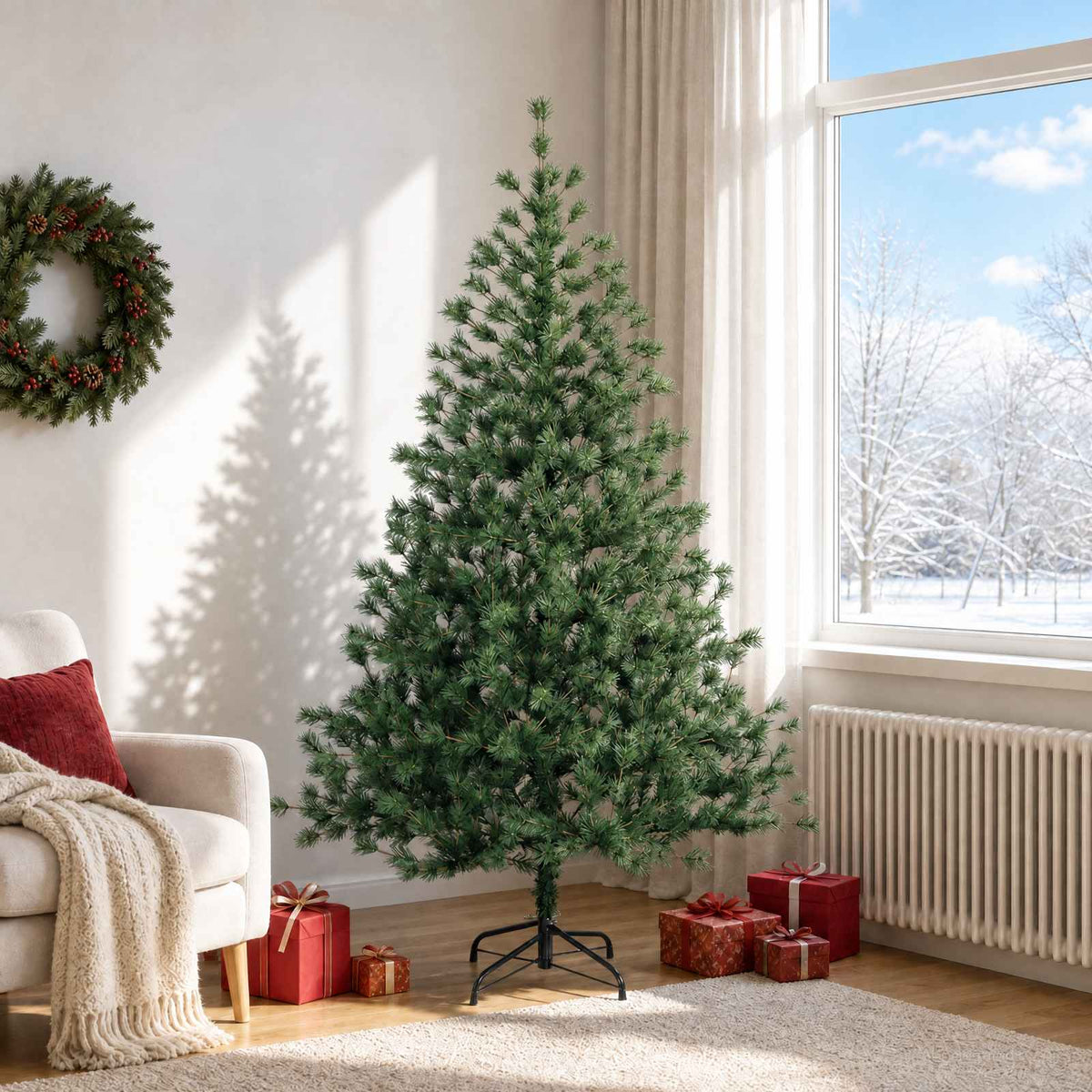 Artificial Christmas Tree with Bauble 300 LEDs Height 180 cm without LED