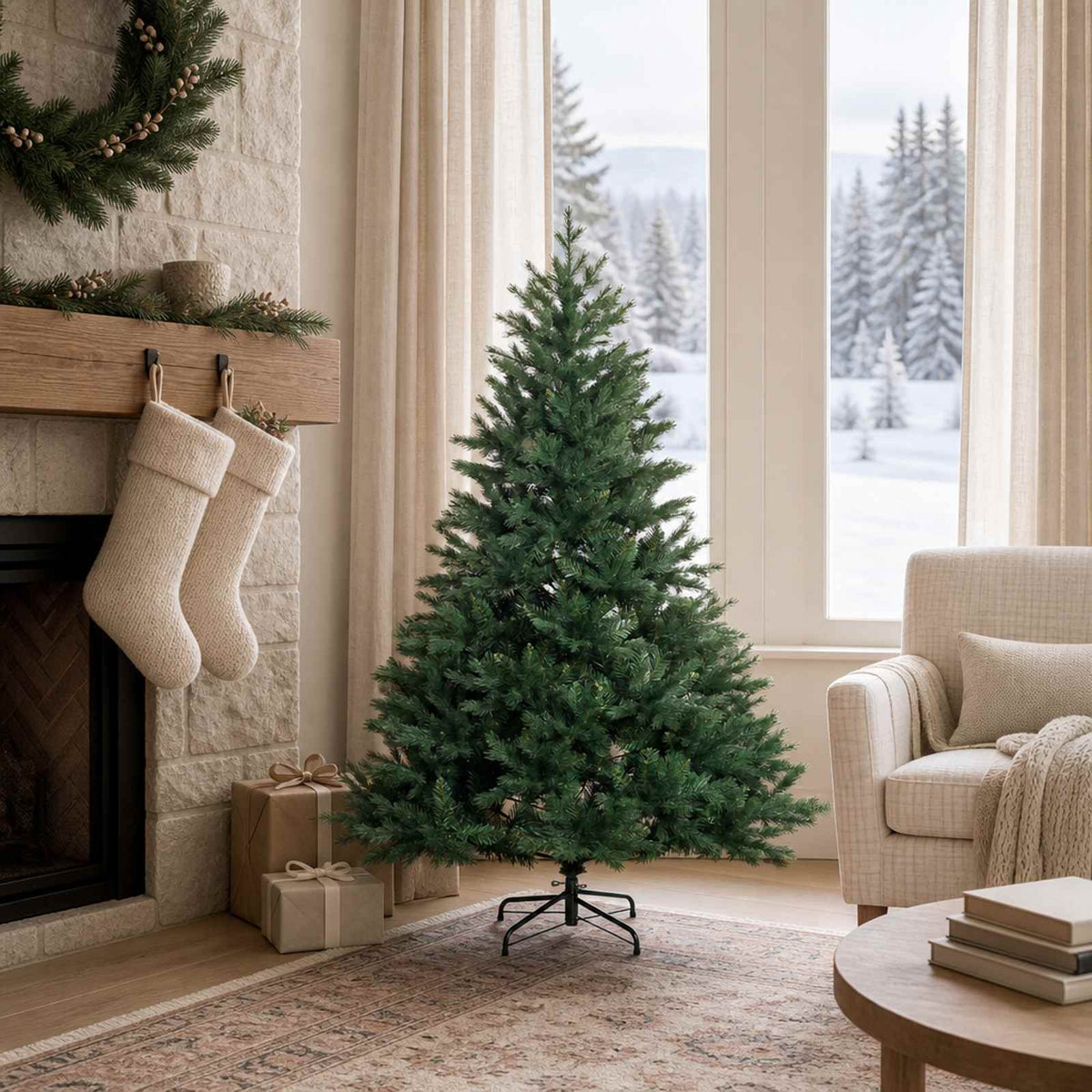 Artificial Christmas Tree with Bauble 150 LEDs Green without LED