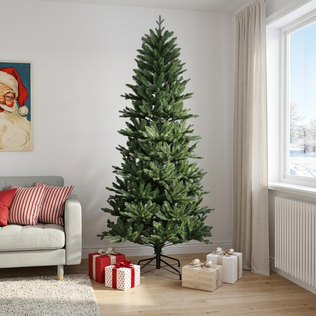 Artificial Christmas Tree with Bauble 300 LEDs Green Height 210 cm without LED