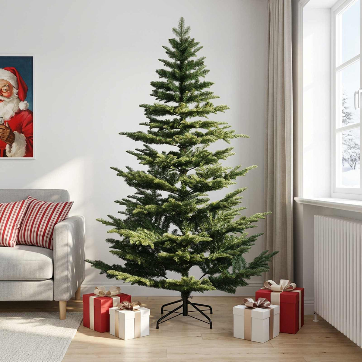 Artificial Christmas Tree with Bauble 300 LEDs Green Height 210 cm without LED