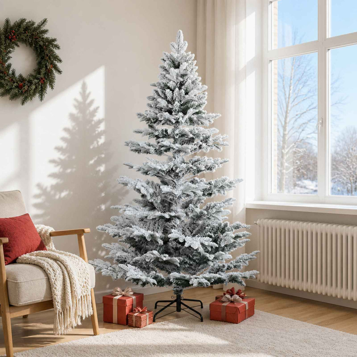 vidaXL Artificial Christmas Tree with Bauble 150 LEDs Green and White
