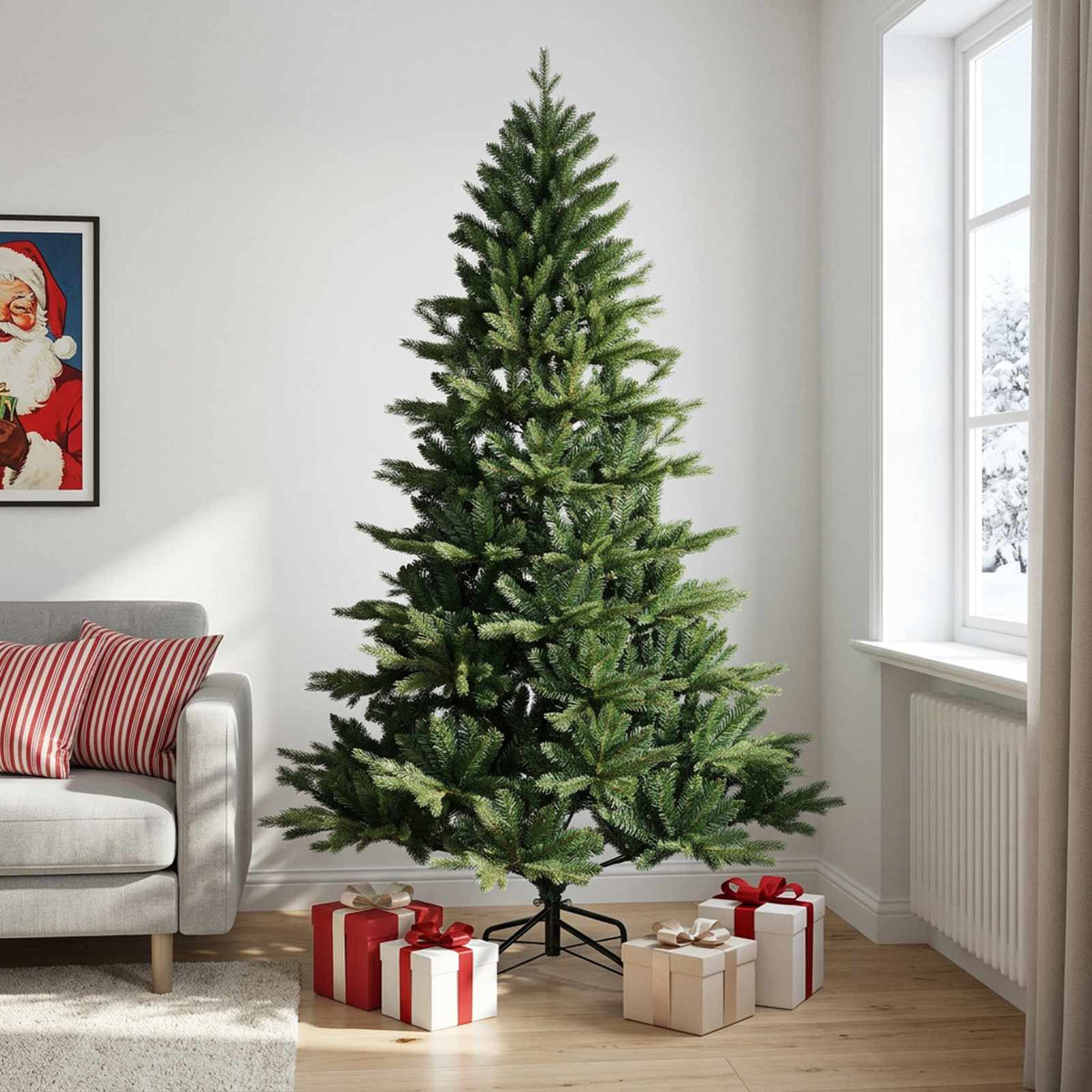 vidaXL Artificial Hinged Christmas Tree 240 cm PVC and Metal Green 1