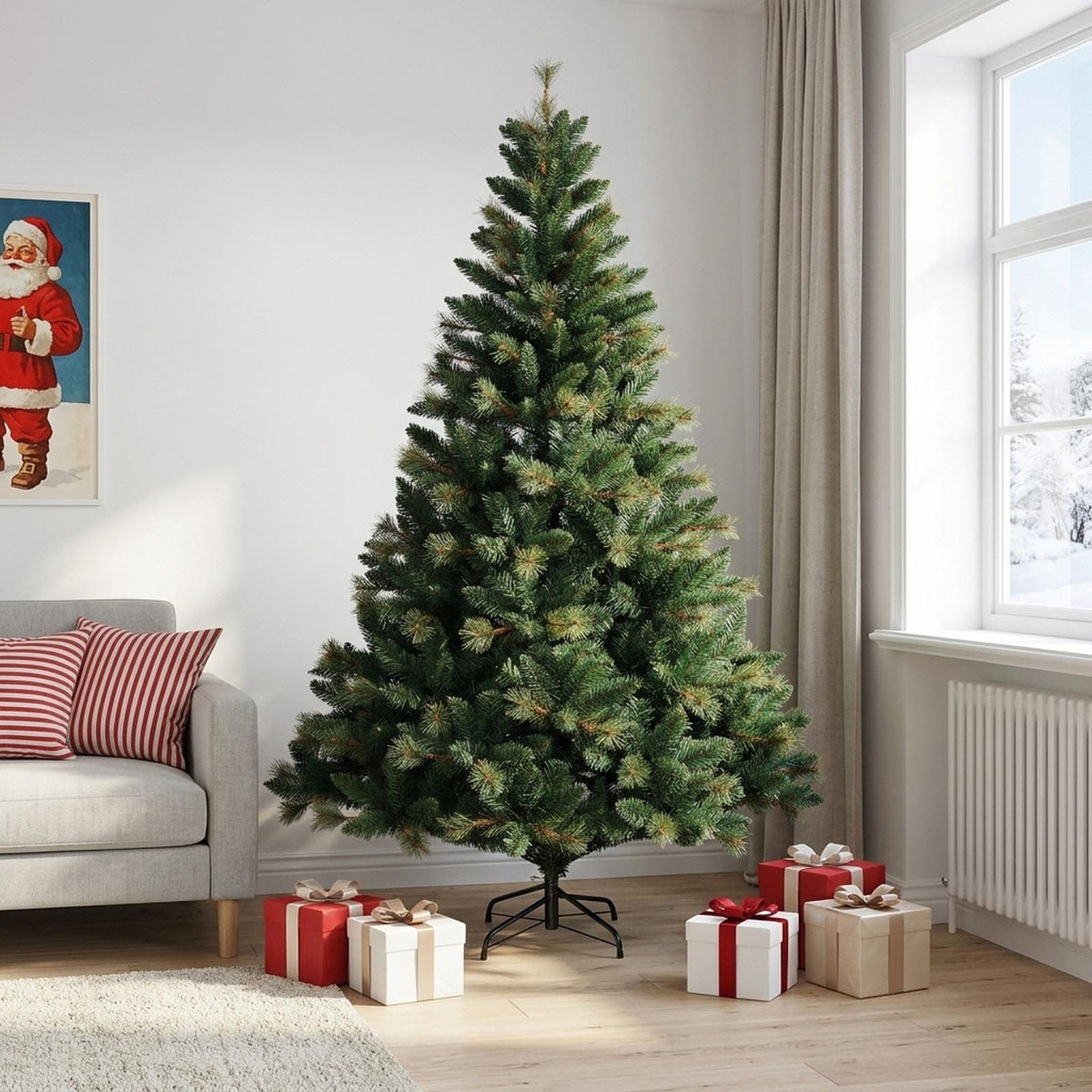 Artificial Christmas Tree with Bauble 300 LEDs Green Height 210 cm without LED