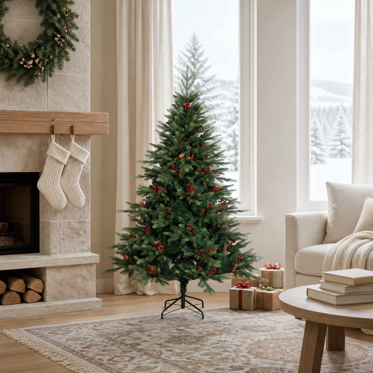 Artificial Christmas Tree with Bauble 150 LEDs Green 150 cm without LED