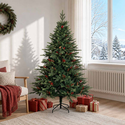 Artificial Christmas Tree with Bauble 300 LEDs Green 180 cm without LED