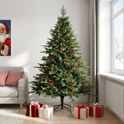vidaXL Artificial Hinged Christmas Tree 240 cm PVC and Metal Green 1