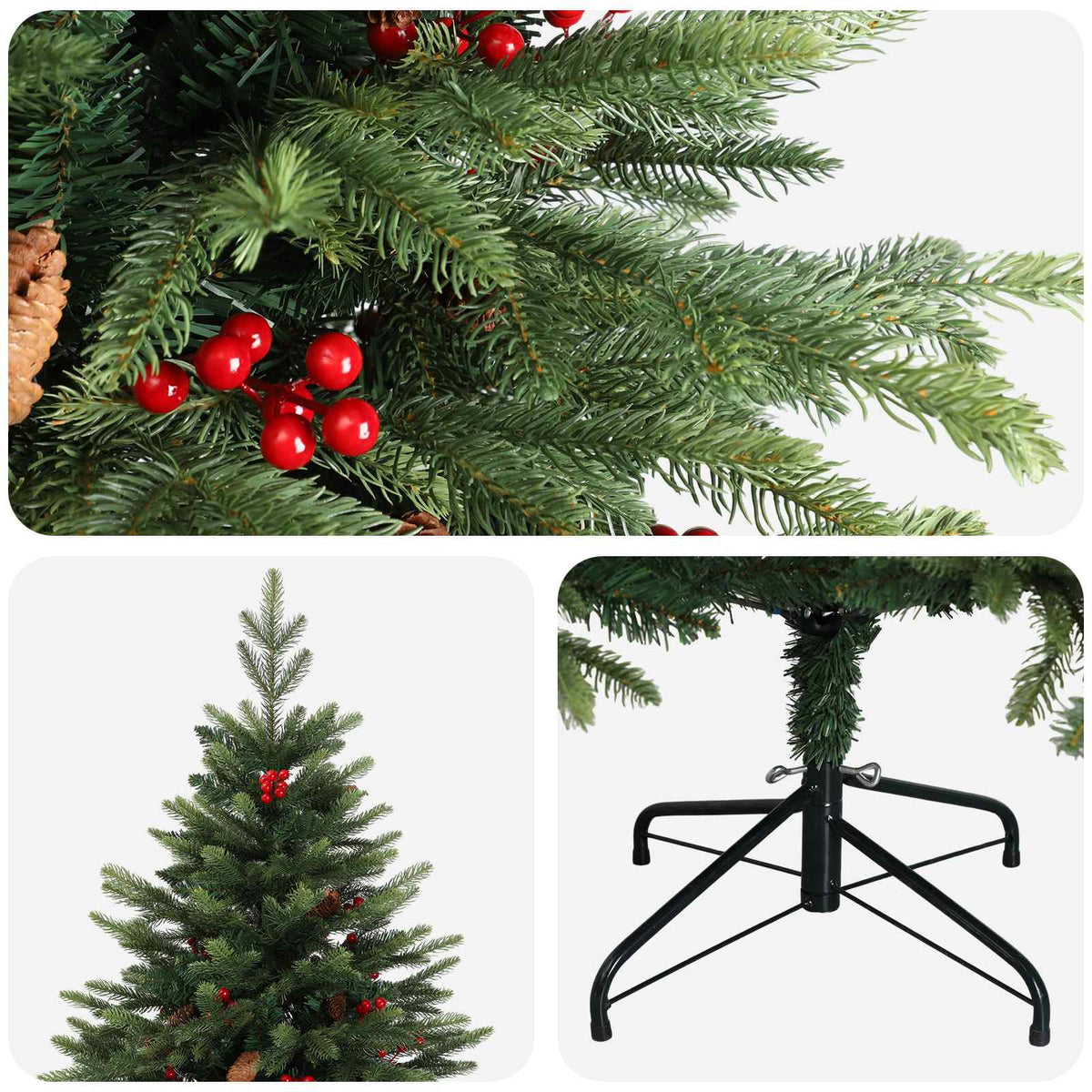 vidaXL Artificial Hinged Christmas Tree 240 cm PVC and Metal Green 4