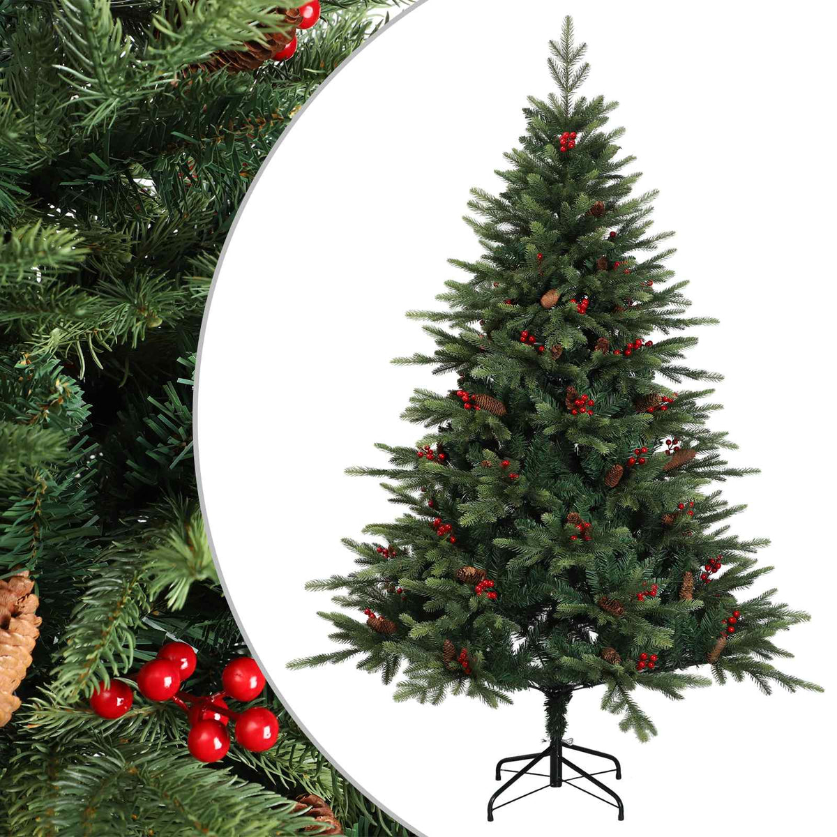 vidaXL Artificial Hinged Christmas Tree 240 cm PVC and Metal Green 2