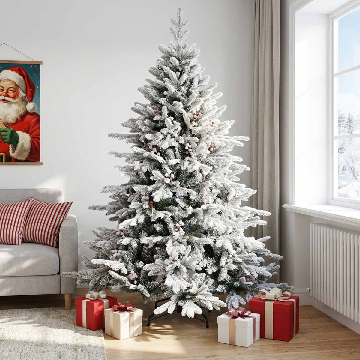 vidaXL Artificial Hinged Christmas Tree 210 cm PVC and Metal 1