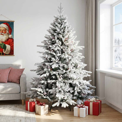 vidaXL Artificial Hinged Christmas Tree 210 cm PVC and Metal 1