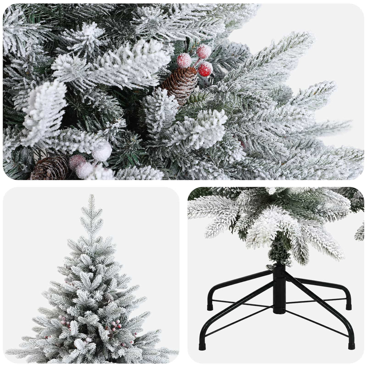 vidaXL Artificial Hinged Christmas Tree 210 cm PVC and Metal 4