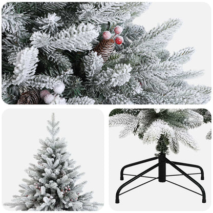 vidaXL Artificial Hinged Christmas Tree 210 cm PVC and Metal 4