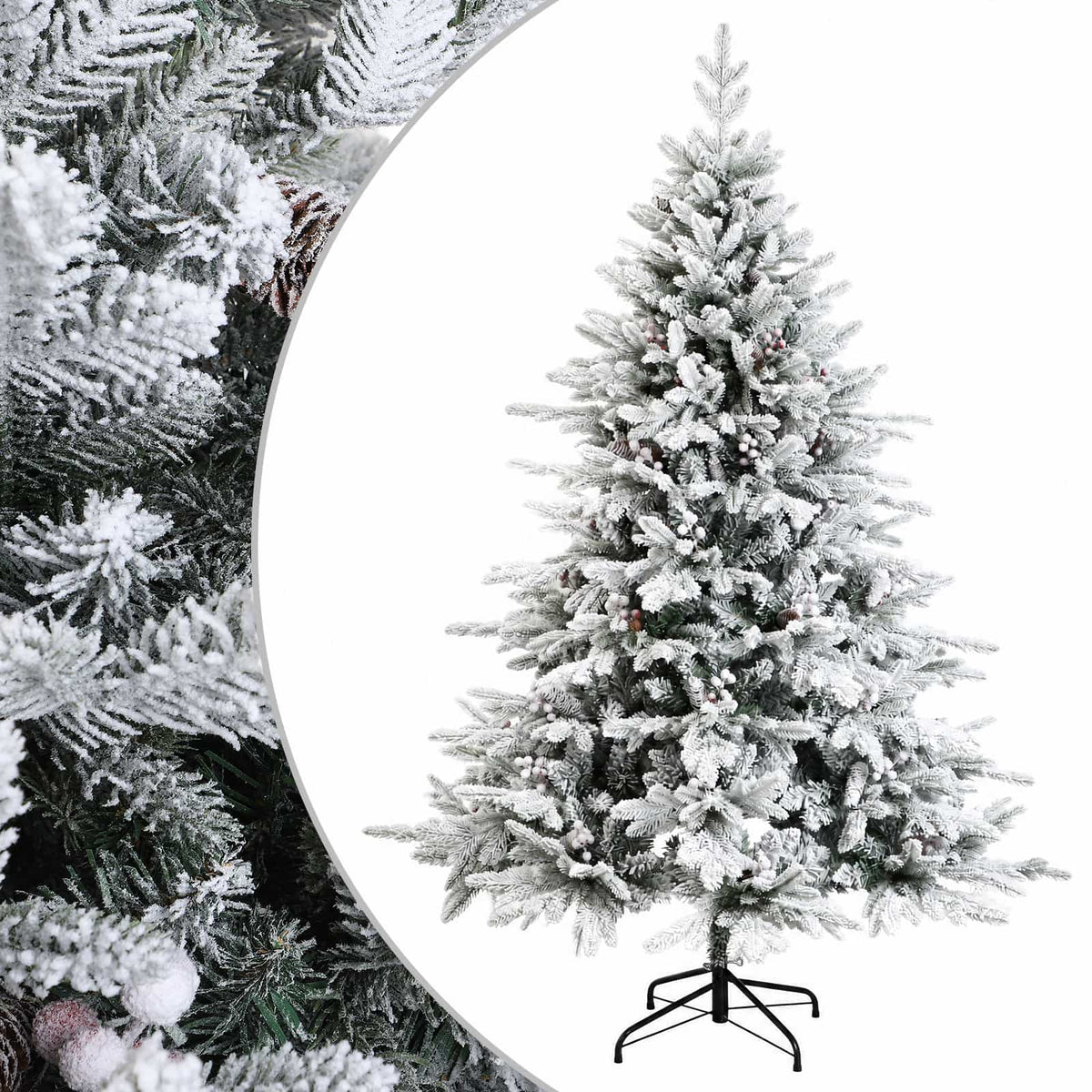 vidaXL Artificial Hinged Christmas Tree 210 cm PVC and Metal 2