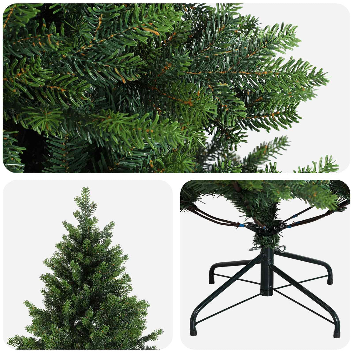 vidaXL Artificial Hinged Christmas Tree 210 cm PVC and Metal Green 4
