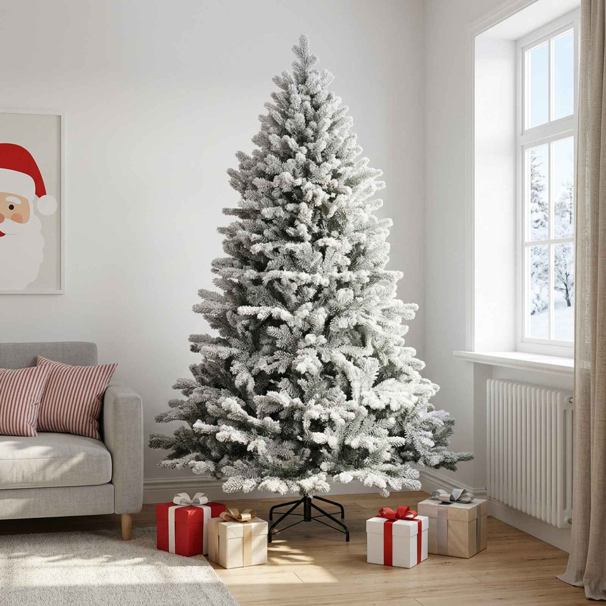 vidaXL Artificial Hinged Christmas Tree 210 cm PVC and Metal 1