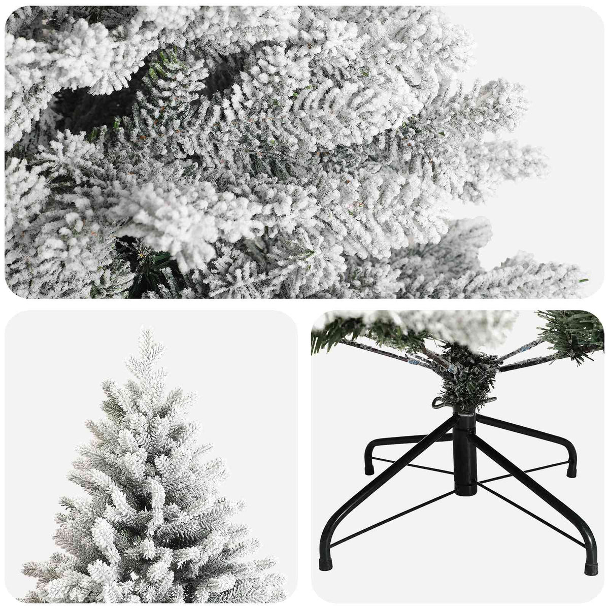vidaXL Artificial Hinged Christmas Tree 210 cm PVC and Metal 4
