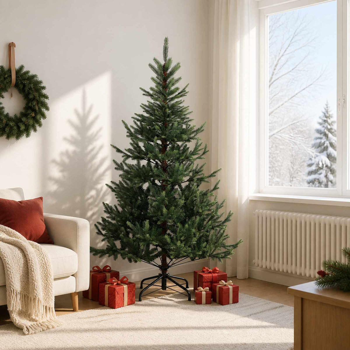 Artificial Christmas Tree with Bauble 300 LEDs Green 180 cm without LED
