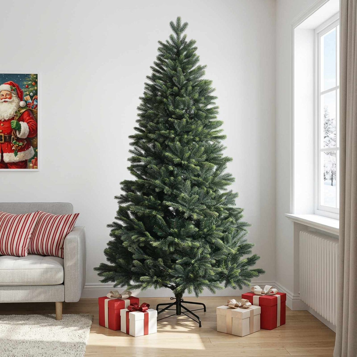 vidaXL Artificial Hinged Christmas Tree 240 cm PVC and Metal Green 1