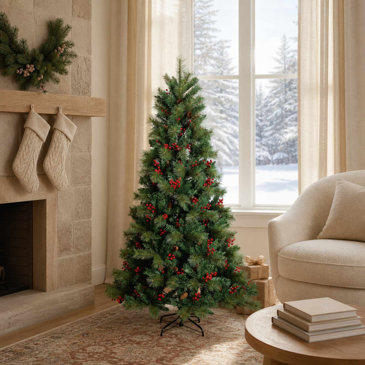 Artificial Christmas Tree with Bauble 150 LEDs 120 cm without LED