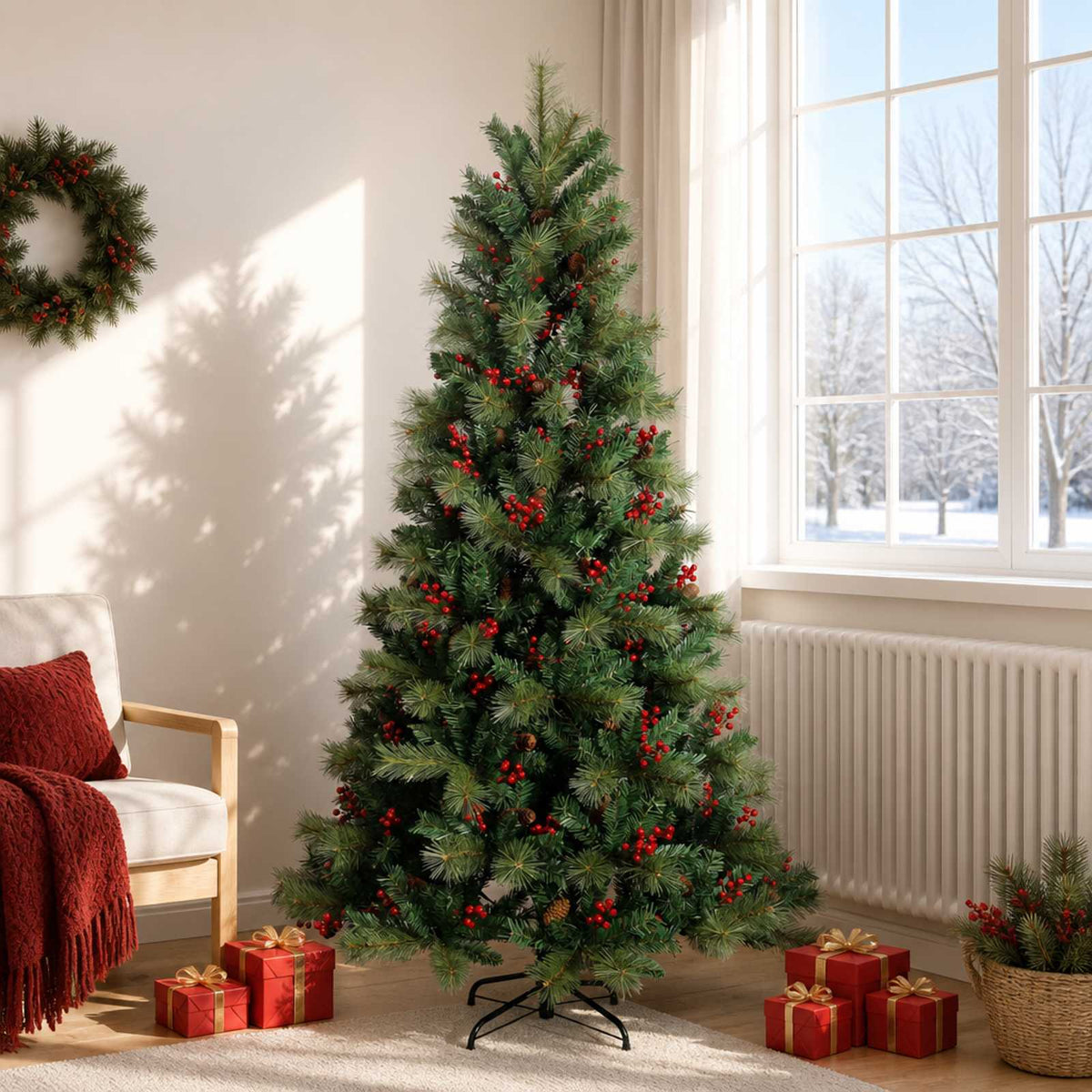 Artificial Christmas Tree with Bauble 300 LEDs 180 cm without LED