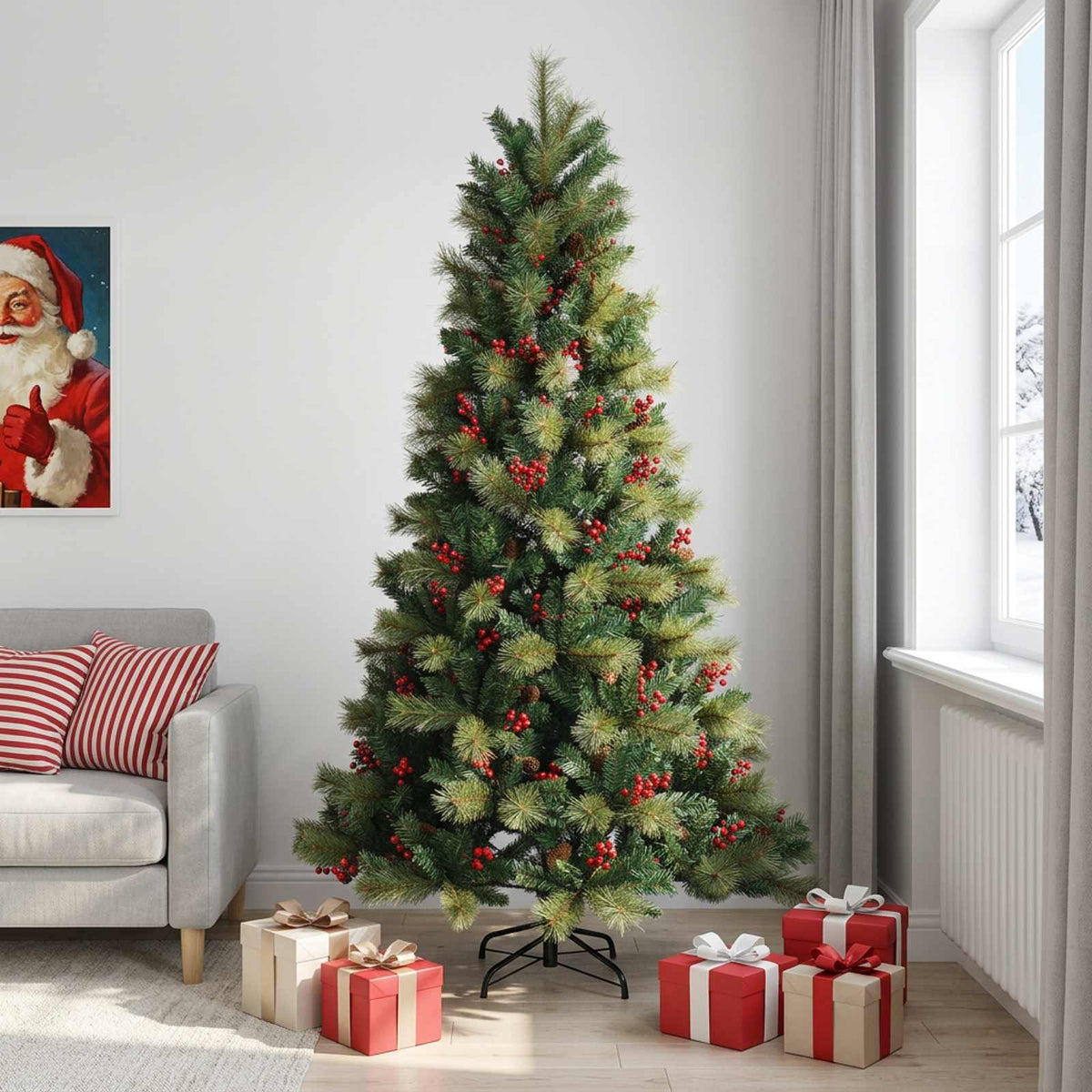 Artificial Christmas Tree with Bauble 300 LEDs 210 cm without LED