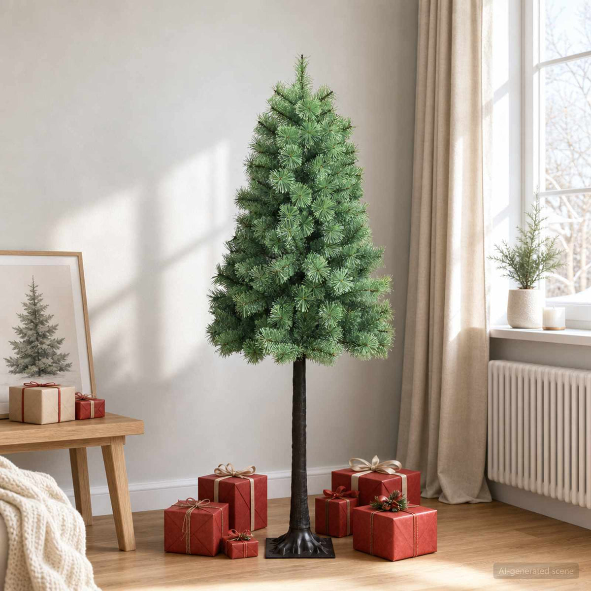 Artificial Hinged Christmas Tree with Baubles 150 LEDs Green 180 cm without LED