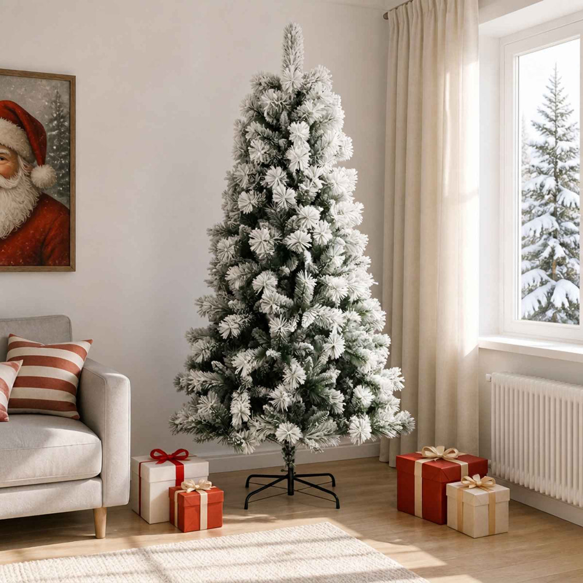 vidaXL Artificial Hinged Christmas Tree 240 cm PVC and Metal 1