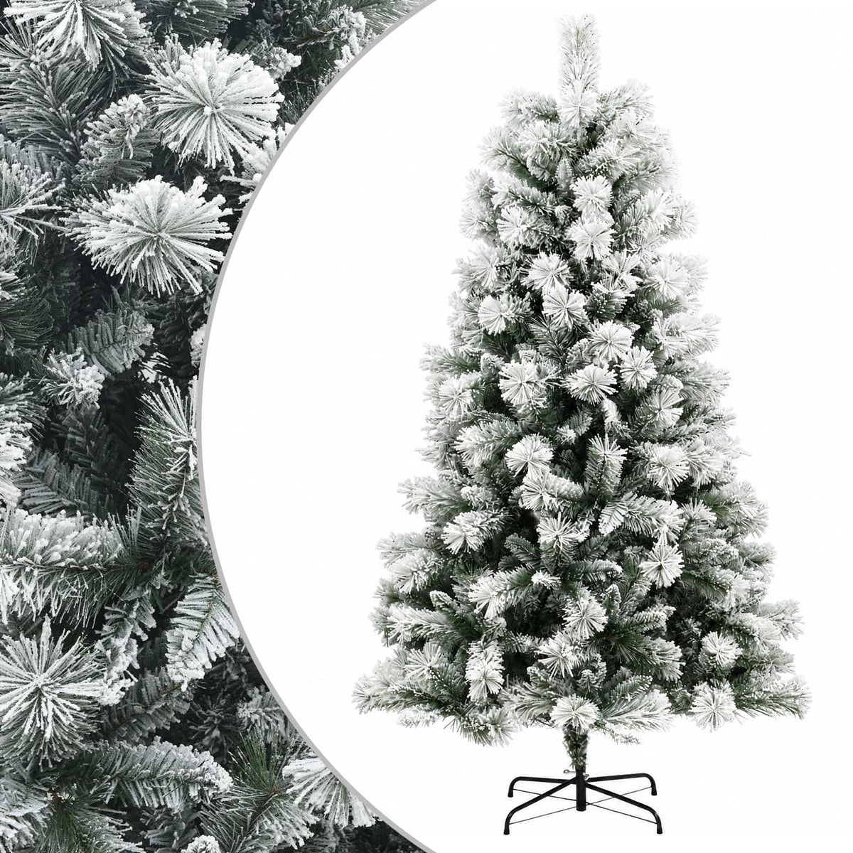 Artificial Hinged Christmas Tree with Baubles 150 LEDs Green and white 240 cm without LED