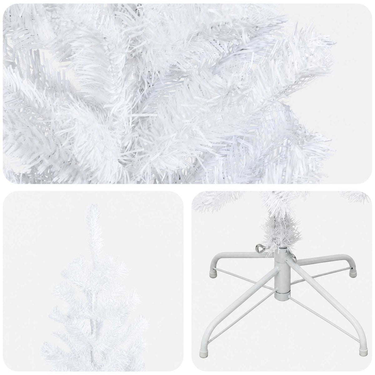 Artificial Slim Christmas Tree PVC and Steel White 210 cm