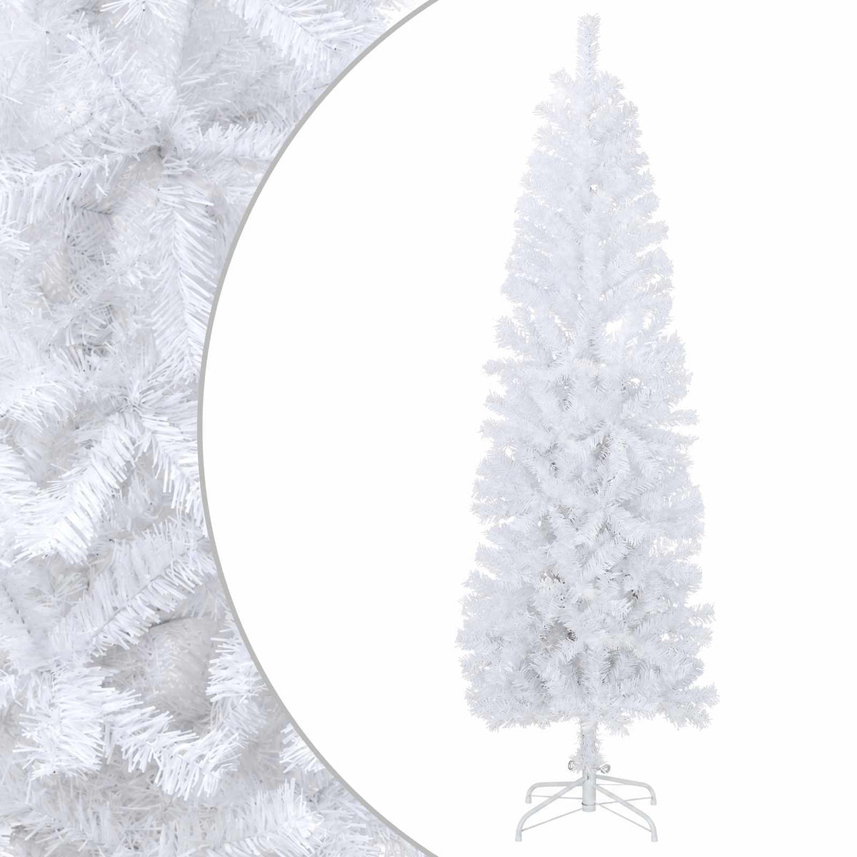 Artificial Slim Christmas Tree PVC and Steel White 210 cm
