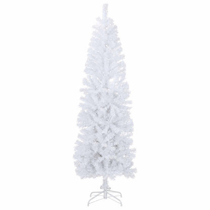 Artificial Slim Christmas Tree PVC and Steel White 210 cm