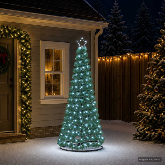 LED Tinsel Christmas Tree with Base EKENAS 220 LEDs 180 cm Cold white