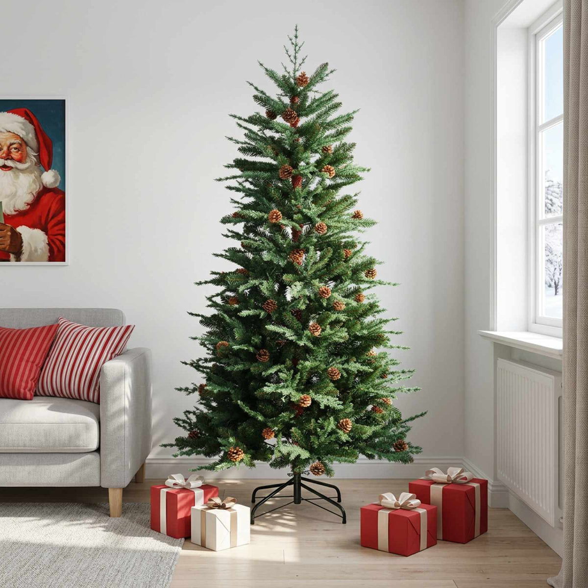 vidaXL Artificial Hinged Christmas Tree 240 cm steel Green 1
