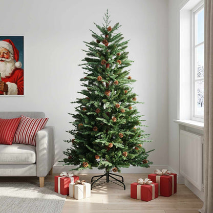 vidaXL Artificial Hinged Christmas Tree 240 cm steel Green 1