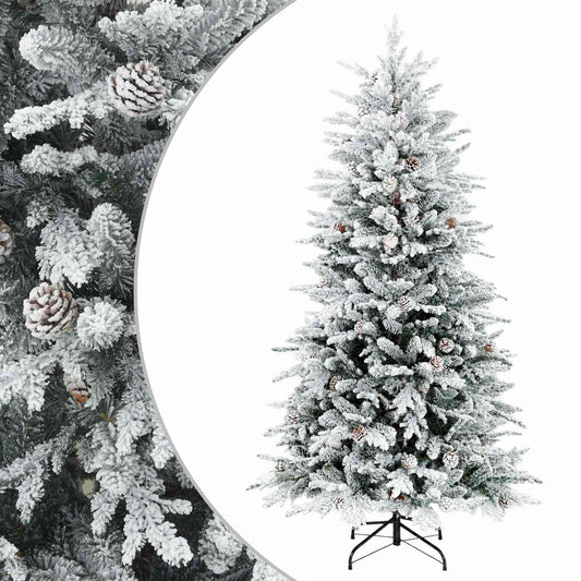vidaXL Artificial Hinged Christmas Tree 240 cm steel Green and White 2