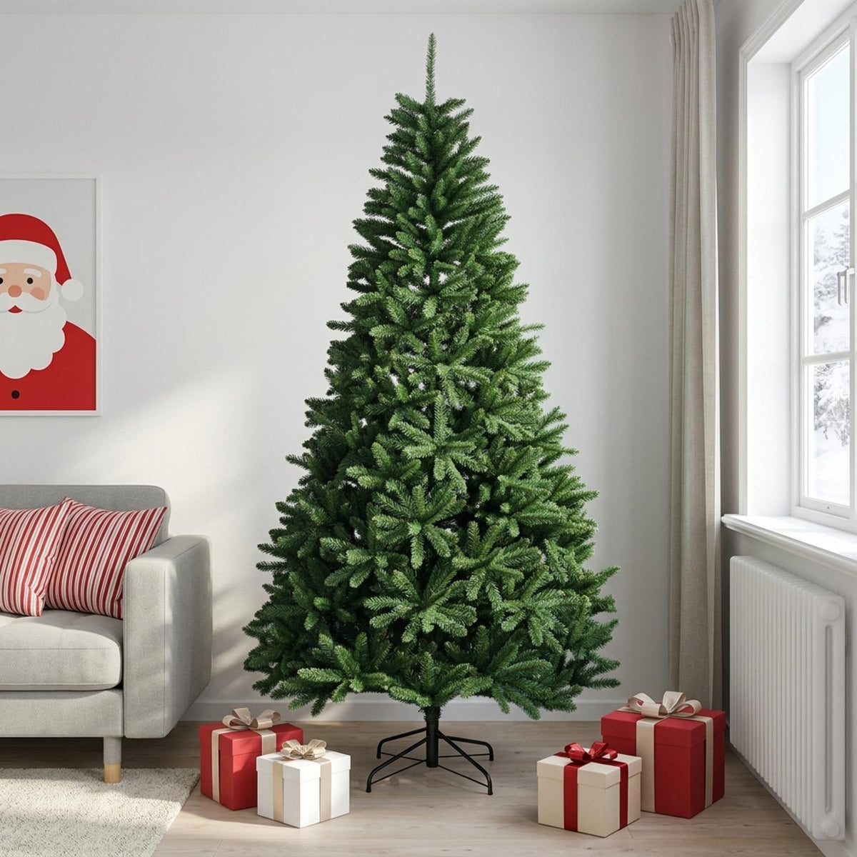 Artificial Christmas Tree Mid-green with Bauble 210 cm 300 LEDs Medium Green Ø 106 x 210 cm without LED