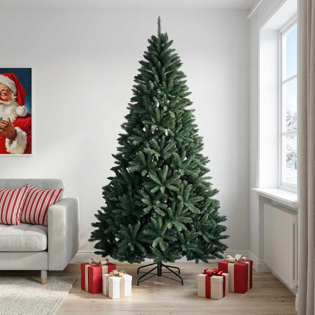 Artificial Christmas Tree with Bauble 240 cm Dark Green Ø 120 x 240 cm without LED