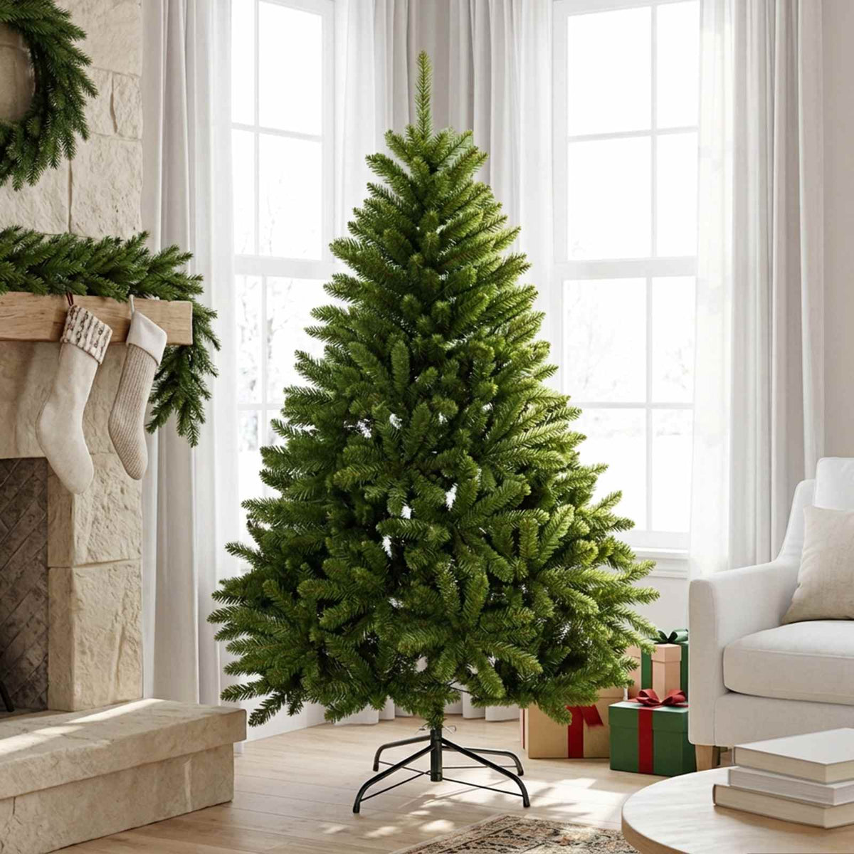 vidaXL Artificial Christmas Tree with Bauble 120 cm Light Green