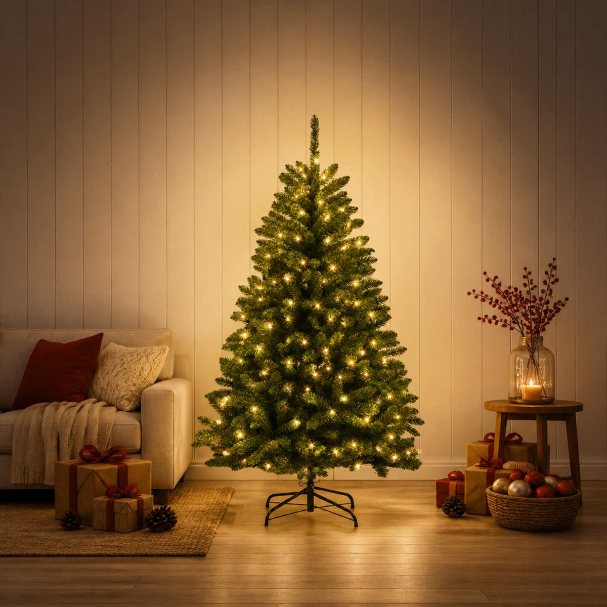 vidaXL Artificial Christmas Tree with Bauble 120 cm Light Green
