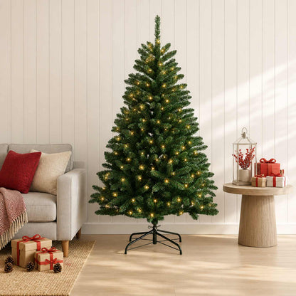 Artificial Christmas Tree Mid-green with Bauble 150 cm 150 LEDs Medium Green Ø 80 x 150 cm with 150 LEDs