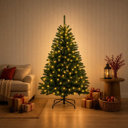 Artificial Christmas Tree Mid-green with Bauble 180 cm 300 LEDs Medium Green Ø 90 x 180 cm with 300 LEDs