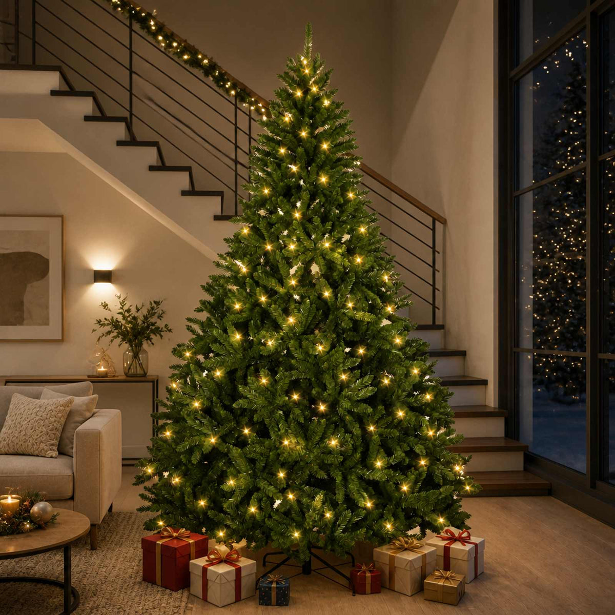 vidaXL Artificial Hinged Christmas Tree 300 cm 1000 LEDs Warm White 3