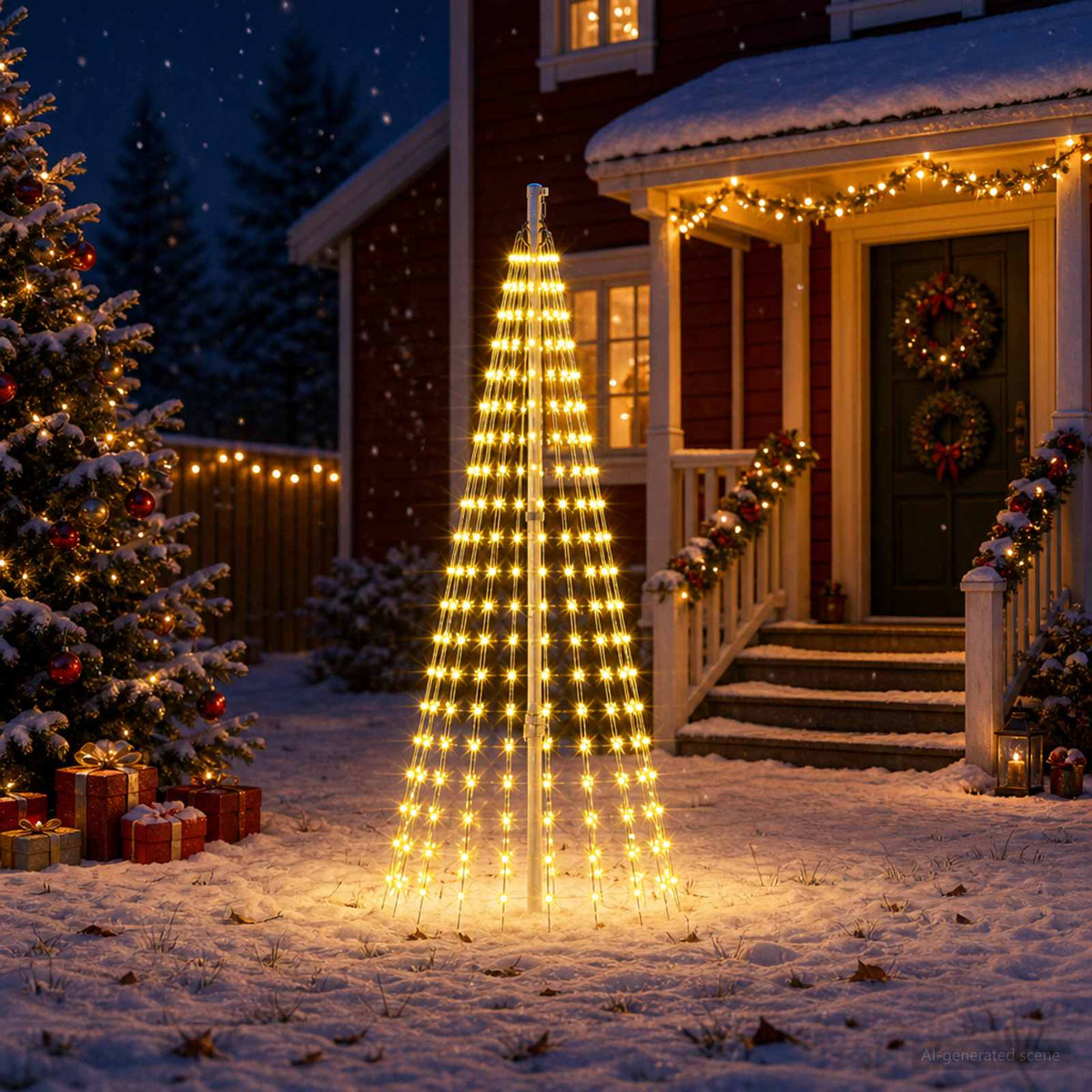 vidaXL Christmas Tree Light with Spikes 270 LEDs Warm White
