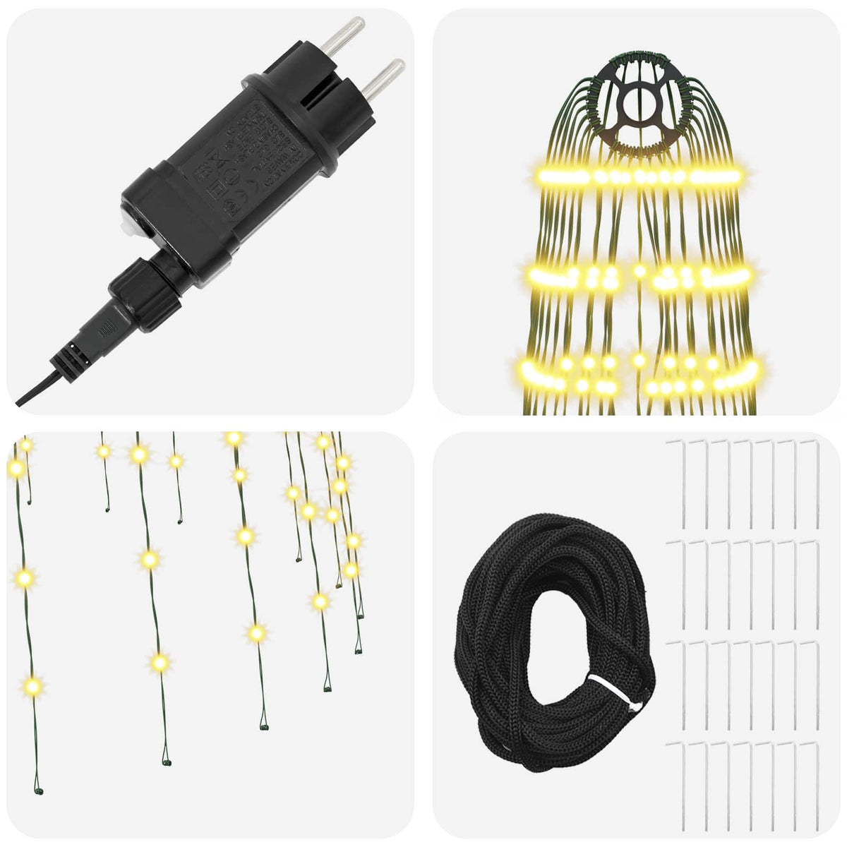 vidaXL Christmas Tree Light with Spikes 1148 LEDs Warm White and 4