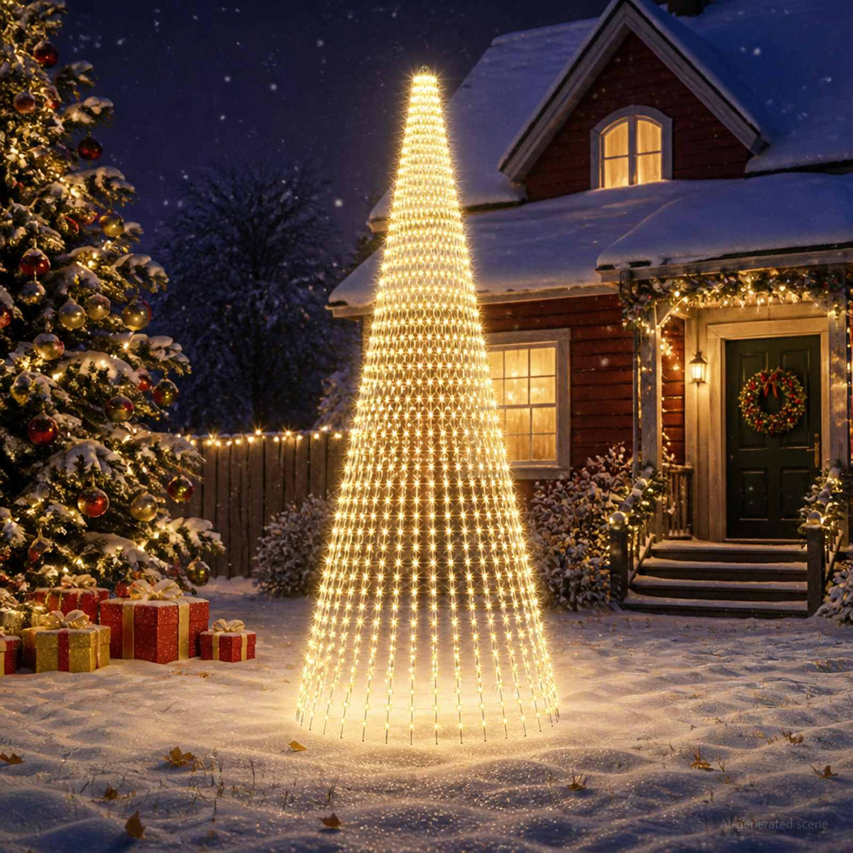 vidaXL Christmas Tree Light with Spikes 1632 LEDs Warm White and 1