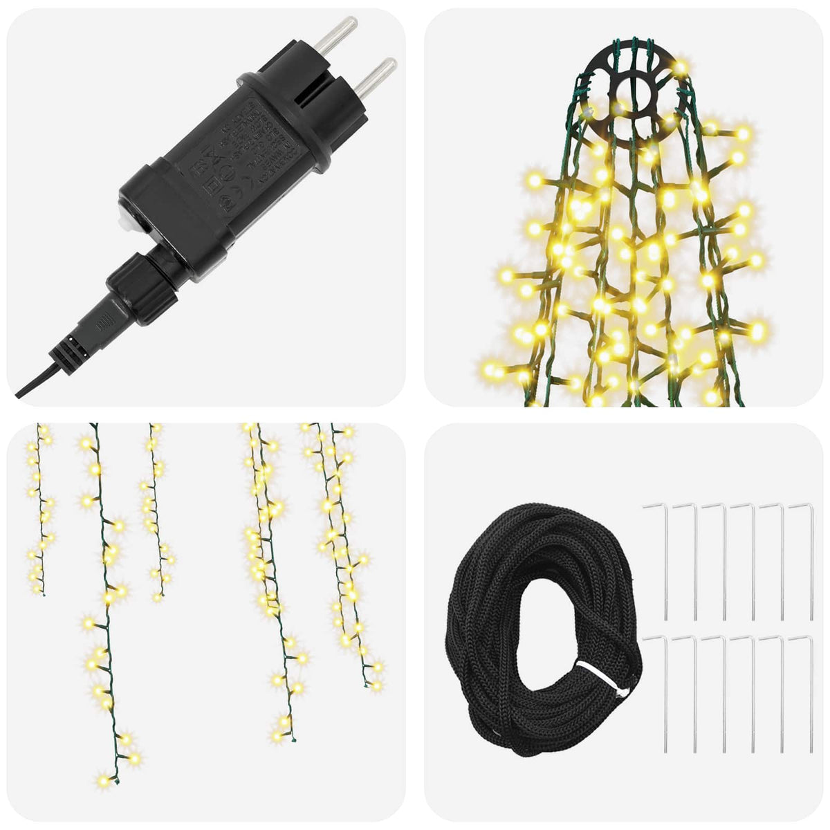 vidaXL Christmas Tree Lights with 12 LEDs 1608 LEDs Warm White 4